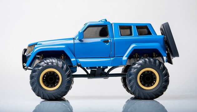 blue monster truck studio shot white background toy