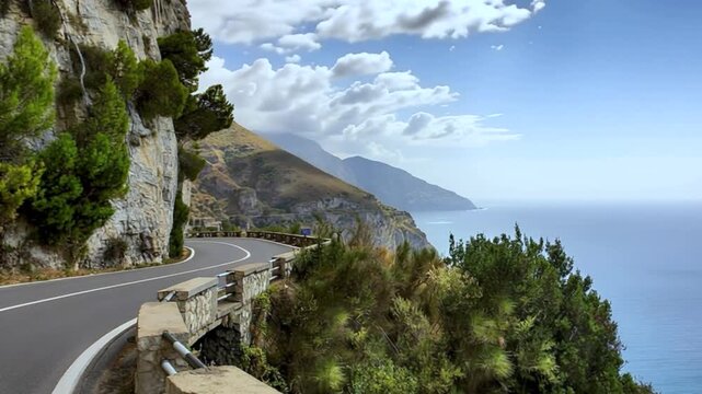 Amalfi Coast, Mediterranean Sea, Italy. Time lapse.