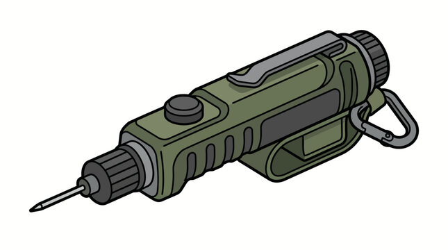 Green Electric Drill Tool Closeup.