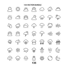 Fototapeta premium Comprehensive weather forecast icon collection set with forecast, meteorology