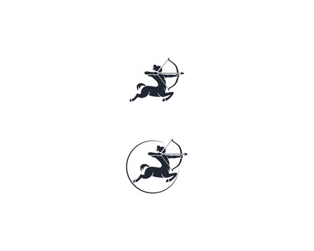 Centaur Archer, mythology creature, Sagitarius Zodiac Sign vector logo icon, fast arch logo from fast archer woman centaur vector for logo, sign, emblem or symbol graphic design vector illustration.