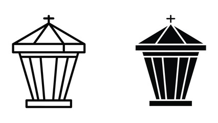 Fototapeta premium Black and white church lantern with cross top