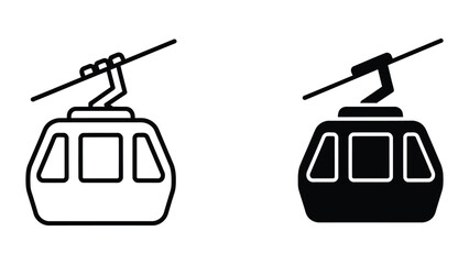 Modern cable car with three windows on a mountain route © JahidulStockbd