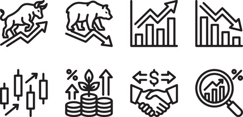 Fototapeta premium Hand drawn vector icons set for business and finance Vector