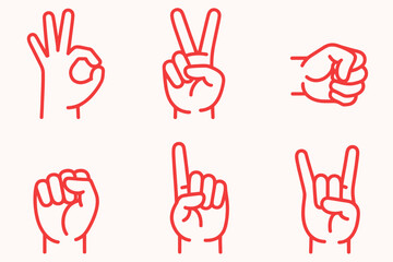 Fototapeta premium Set Of Hand Gestures Symbols Illustration