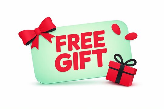 Free gift presentation with red bow and box illustration