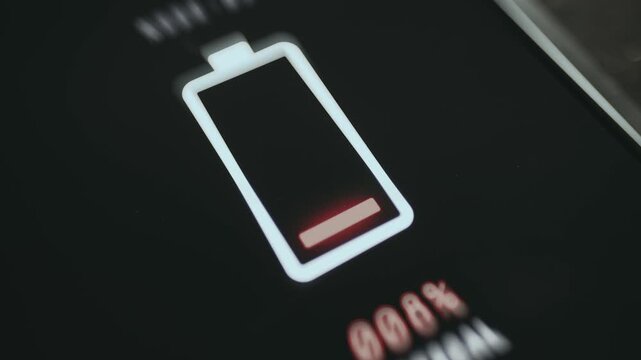 Battery icon indicating a critical low battery
