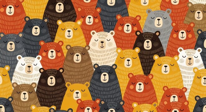 a dense and charming seamless pattern of stylized