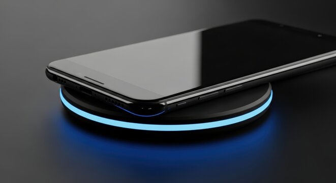 a close-up of a black smartphone resting on a circle