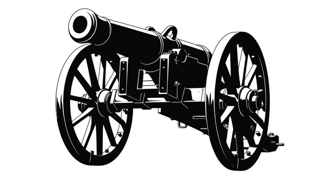 Historic civil war era cannon illustration