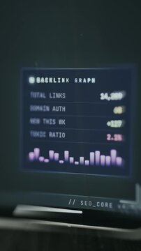 Backlink graph dashboard from an SEO monitoring tool