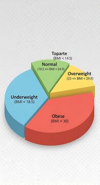 Pie chart illustrating BMI categories underweight, normal, overweight, obese