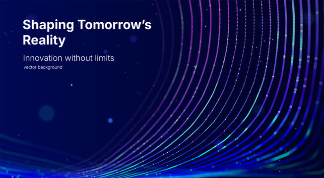 Futuristic digital transformation concept with dynamic neon lines and information flow. Modern technology backdrop for automation, cloud computing AI solutions enterprise modernization and innovation.