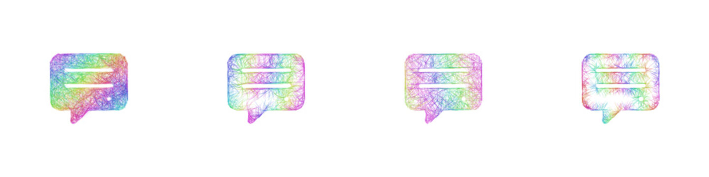 Multicolored sketch comment icon design set