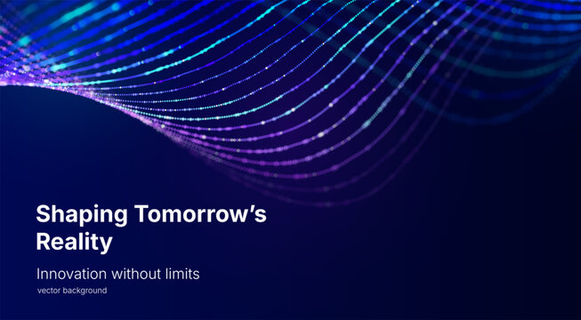 Futuristic digital transformation concept with dynamic neon lines and information flow. Modern technology backdrop for automation, cloud computing AI solutions enterprise modernization and innovation.