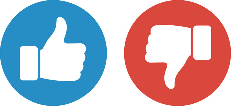 Thumbs Up and Thumbs Down Icon Collection for Like, Dislike, Feedback, and Rating Design Concepts