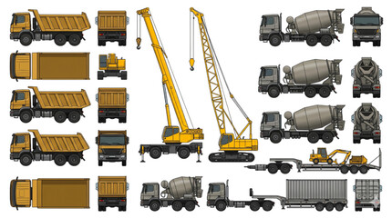 Construction Vehicle CAD Drawings Dump Trucks, Cranes, Cement Mixers, and Loaders © akila