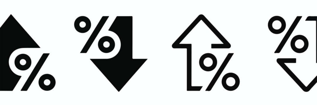 Percentage Icons with Up and Down Arrows vector illustration