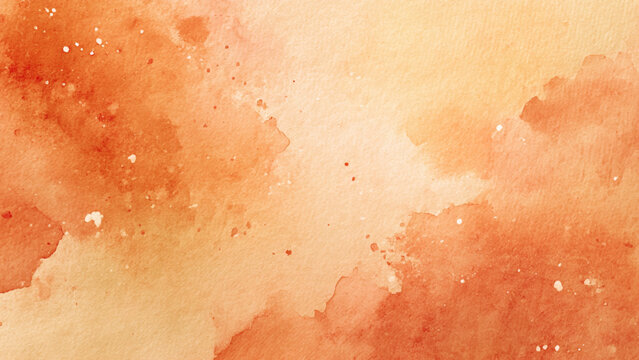 Warm orange watercolor background with soft gradient and white splatters for creative design