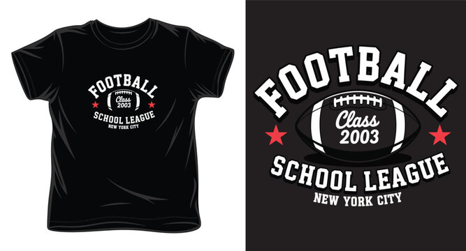 Football school league class 2003 graphic design with red stars for t-shirt.