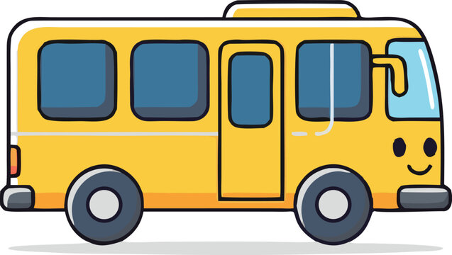 Cute colorful kids bus character vector illustration isolated on white background children and education use