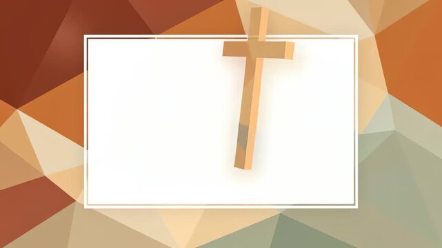Geometric abstract background with wooden cross and blank space