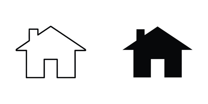 Simple black and white house icon with outline style
