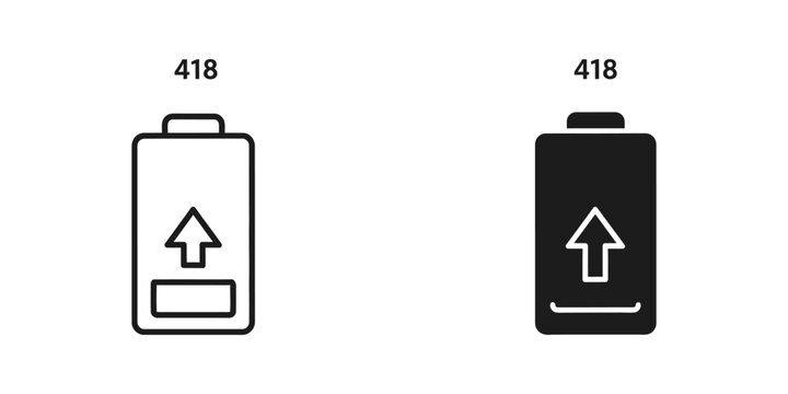 Battery charging icon with upward arrow and capacity indicator
