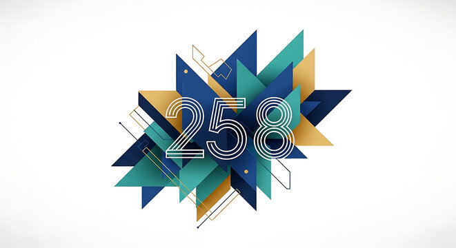 Geometric number 258 composition isolated on a transparent background