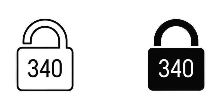 Locked padlock icons with number 340 in open and closed style