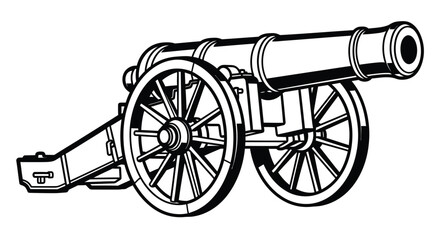Historic civil war era cannon illustration © Saidul_Studio1984