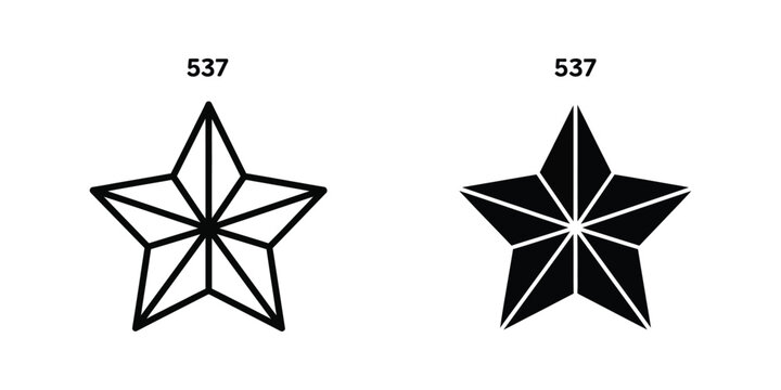 Minimalist five-point star with central lines in black and white version
