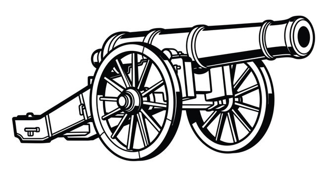 Historic civil war era cannon illustration
