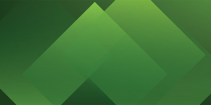 Abstract green geometric background with overlapping transparent square shapes and diagonal layers for eco business and corporate design.