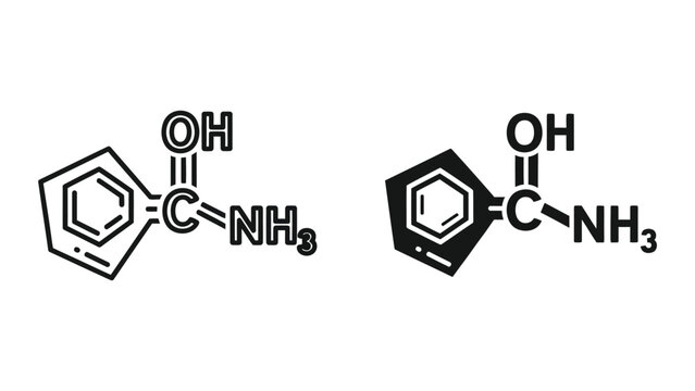 Chemical structure of para-aminobenzoic acid molecule illustration