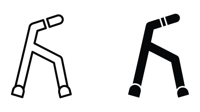 Simple black and white figure doing squat exercise on parallel bars