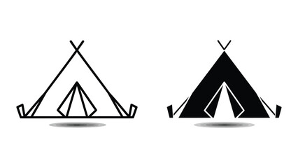 Minimalist teepee and tent camping icons set © MDSAHIDUL