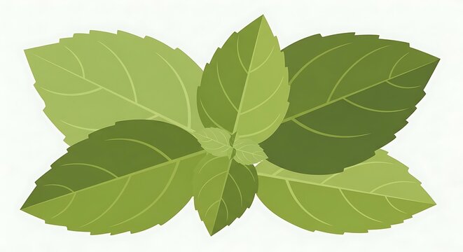 basil leaves in flat vector illustration style