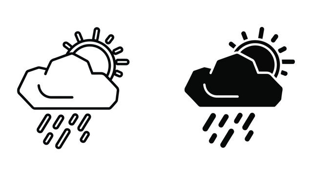 Sun and rain weather icons with partial cloud cover