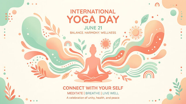 International yoga day connect with your self colorful abstract design, abstract