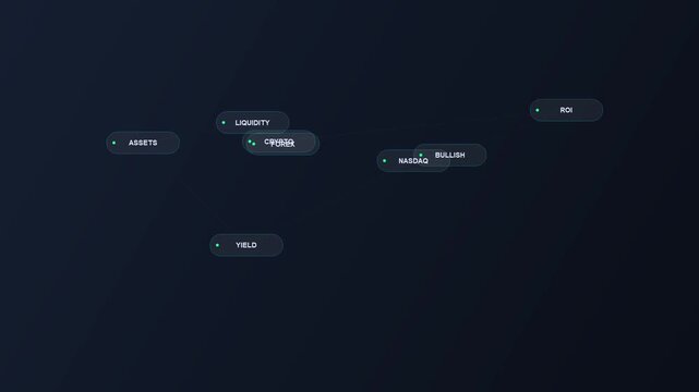 Financial insight layout with drifting glass-effect badges