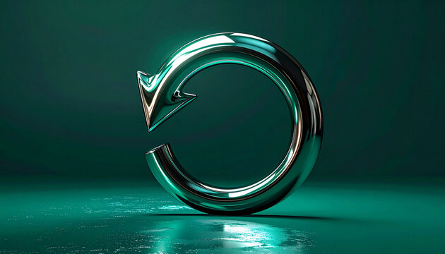 Shiny metal arrow in circular motion