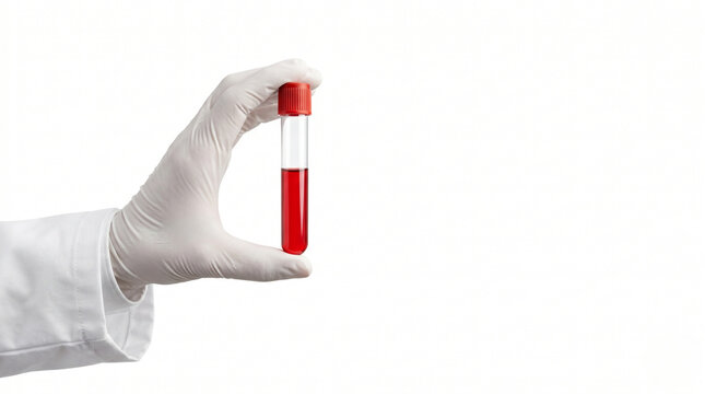 fresh blood sample in transparent test tube for laboratory testing healthcare screening and pathology concept
