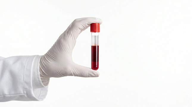 transparent blood test tube with red cap for pathology diagnostics medical screening and lab analysis concept