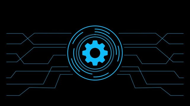Blue gear on circuit board background technology concept gear circuit board technology background tech concept