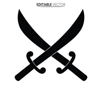 Crossed scimitars silhouette black vector illustration on a white background