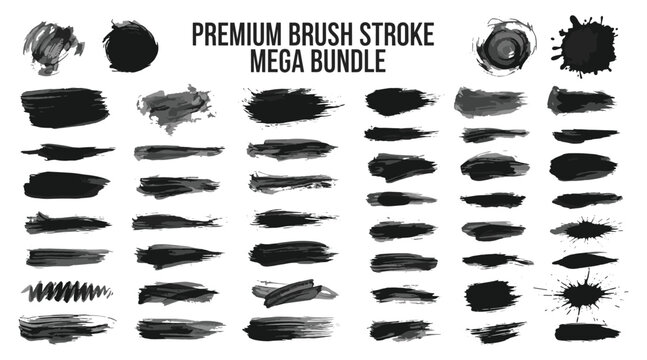 Brush stroke texture pack grunge dry wet smear splatter set for designers vector illustration