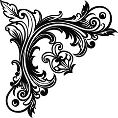 Fototapeta premium Victorian corner ornament with elegant baroque scrollwork decorative style Vector Design