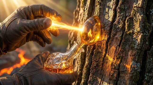 Magical Extraction of Glowing Solar Eclipsed Amber Resin with Laser Beam