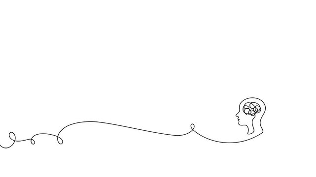 Continuous one line chaos problem scribble simple art icon knot. Chaos problem line complex brain solution tangle messy doodle drawing maze simplify lightbulb understand calm sketch background mess